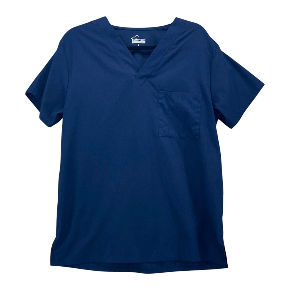 Butter Soft Scrub Top Navy Small